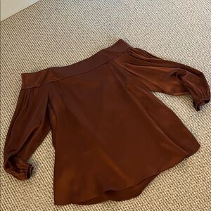 Tibi Chocolate Off-Shoulder Blouse